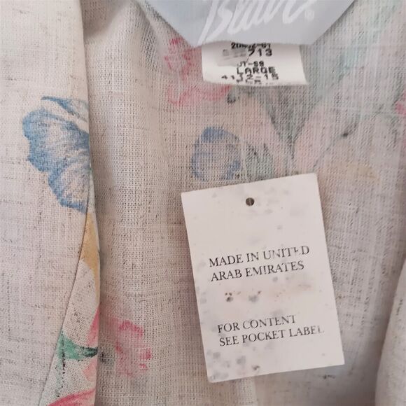 Vtg Blair Blazer Jacket L Flax Pink Blue Floral Pockets New w/Tags Old Stock - Picture 5 of 5